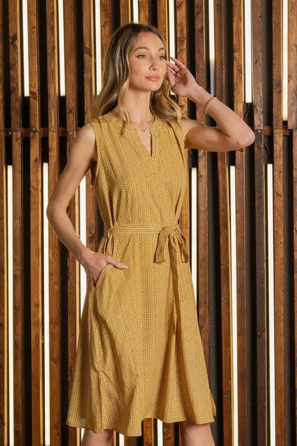 Sew In Love Full Size Printed Sleeveless Dress with Side Pockets - Love Salve 