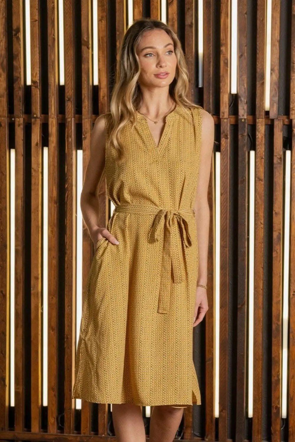 Sew In Love Full Size Printed Sleeveless Dress with Side Pockets - Love Salve 