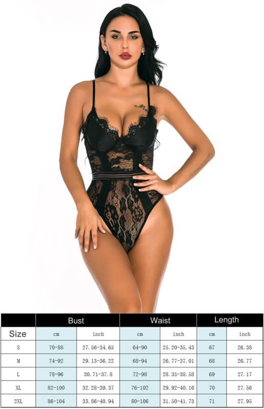 Sexy Lace Spandex Sheer Teddy Bodysuit 
