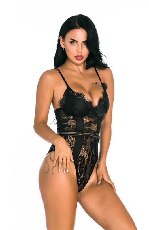 Sexy Lace Spandex Sheer Teddy Bodysuit 