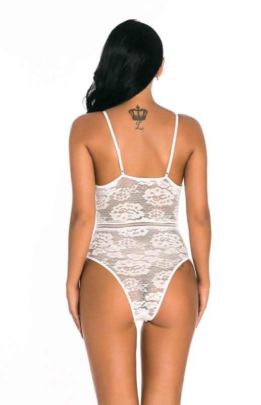 Sexy Lace Spandex Sheer Teddy Bodysuit 