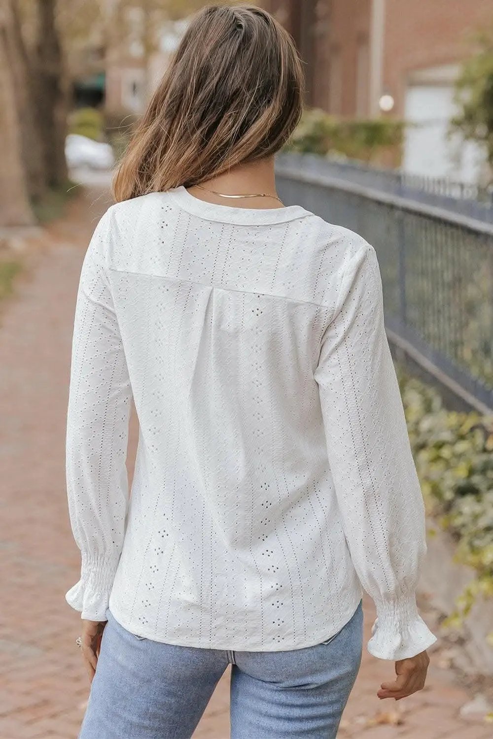 Sheer flounce sleeve blouse - Love Salve 