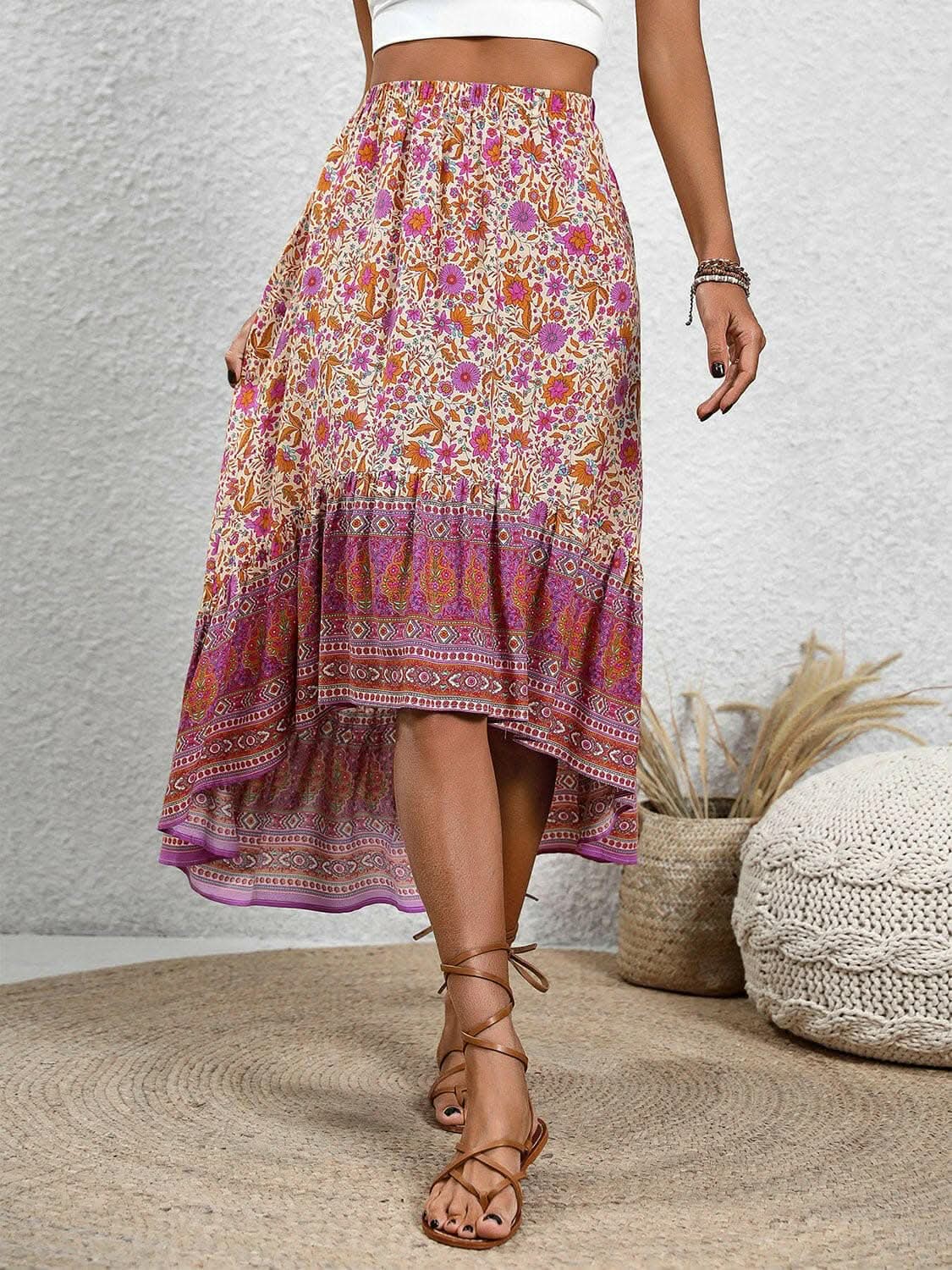 Sheer high-low skirt with elastic waist - Love Salve 