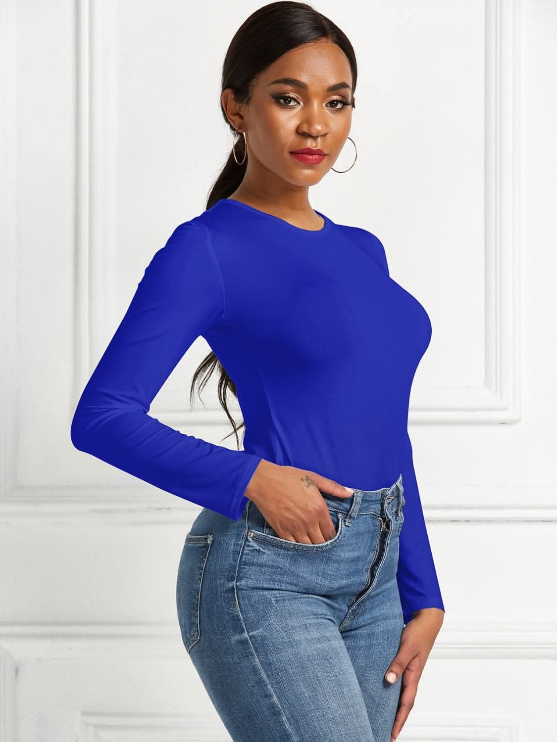 Sheer long sleeve bodysuit - stretch fit 