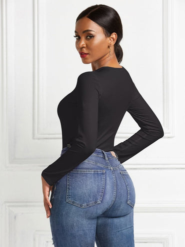 Sheer long sleeve bodysuit - stretch fit 