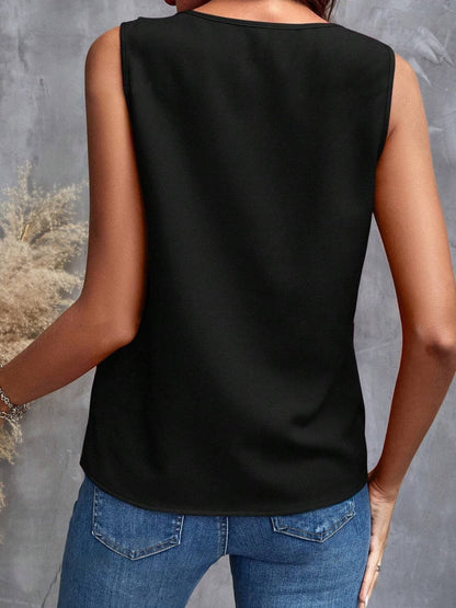 Sheer ruffled v-neck tank top 