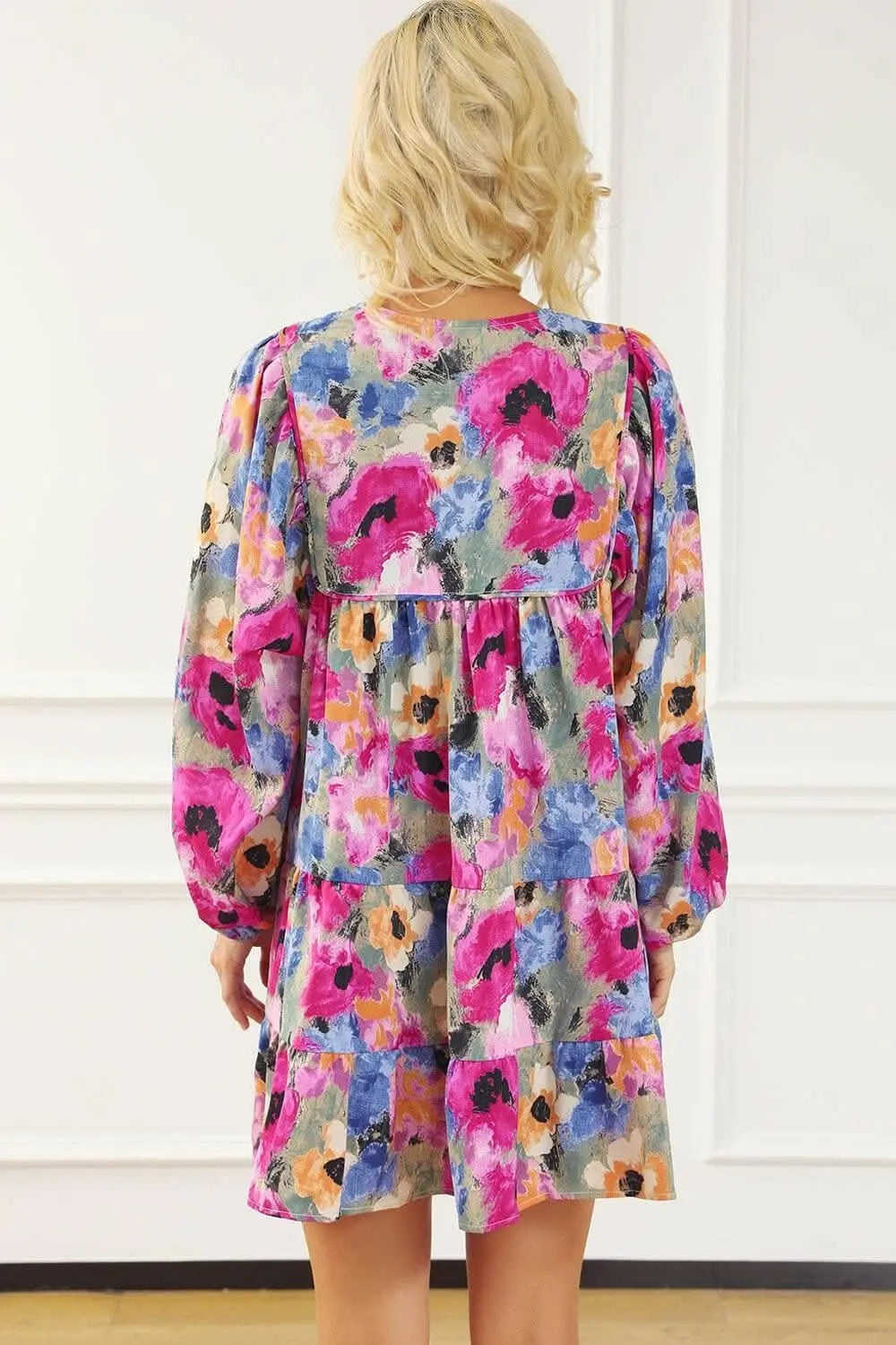 Sheer tie neck mini dress - Love Salve 