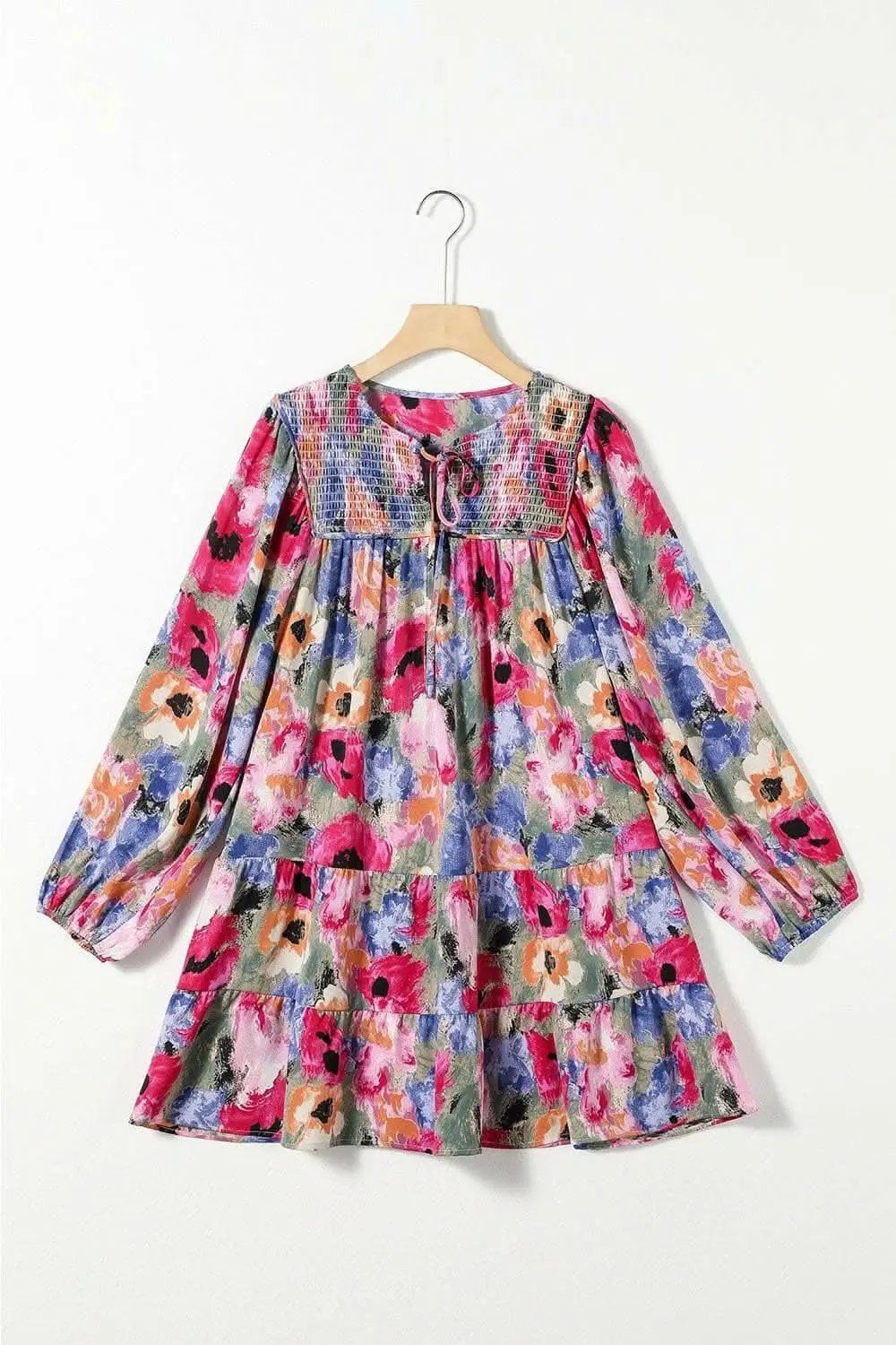 Sheer tie neck mini dress - Love Salve 