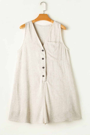 Sheer v-neck sleeveless romper - Love Salve 