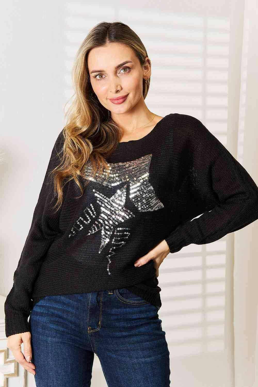 Shimmering sequin dolman sweater - Love Salve 