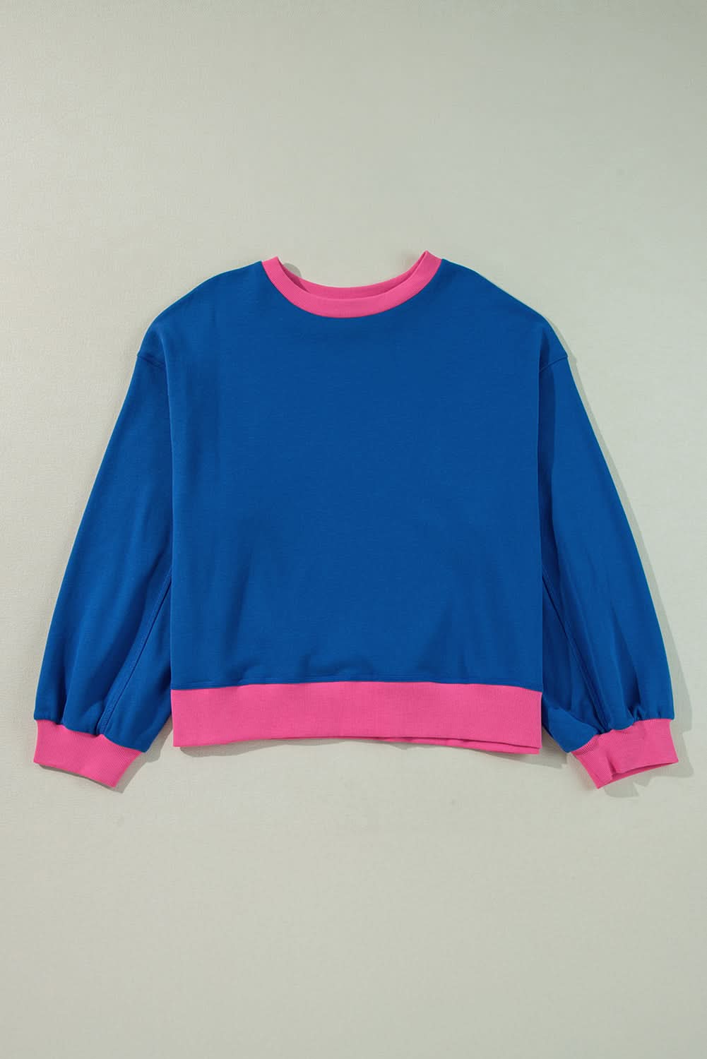 Sky blue color block plus size sweatshirt 