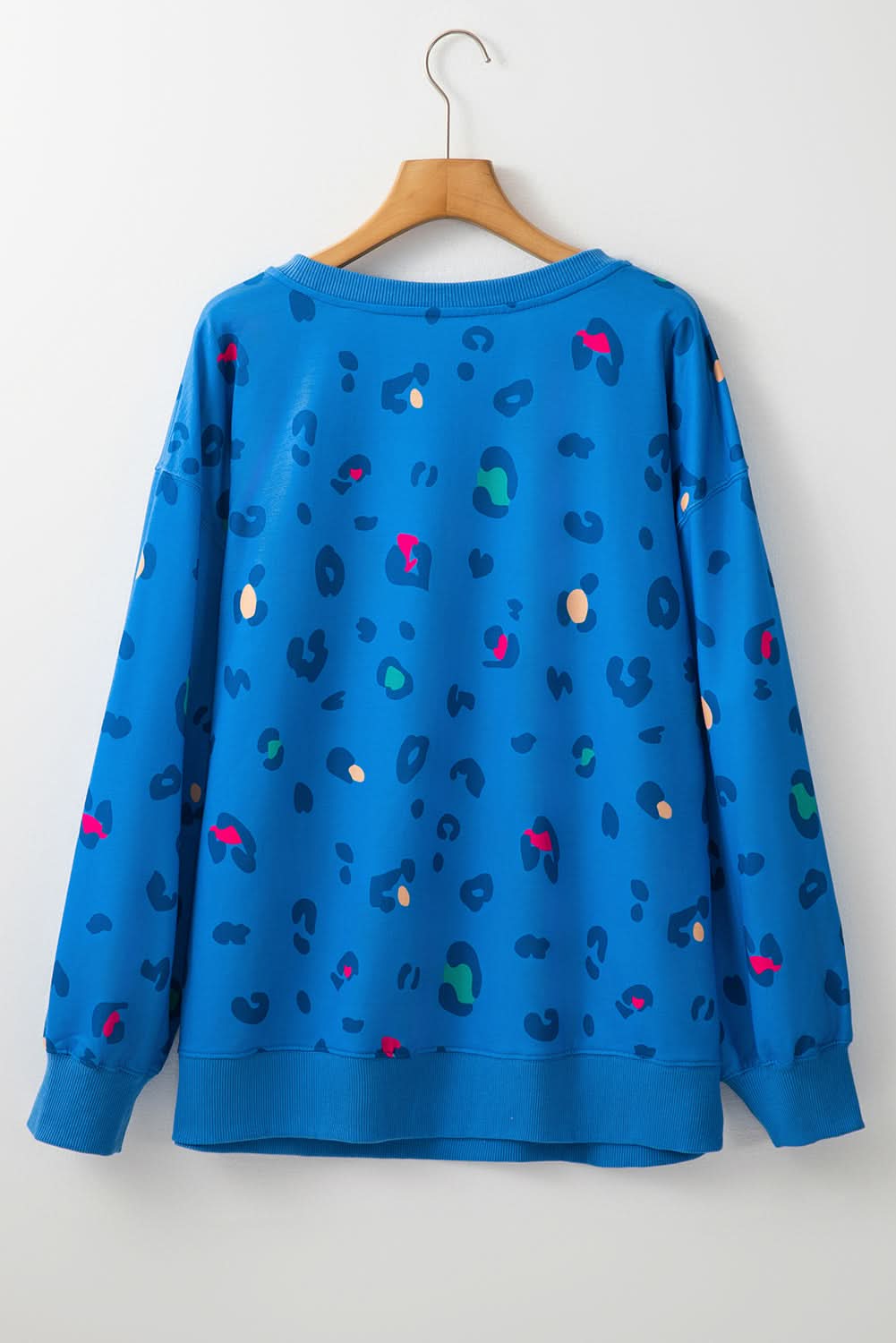 Sky blue leopard print pullover 