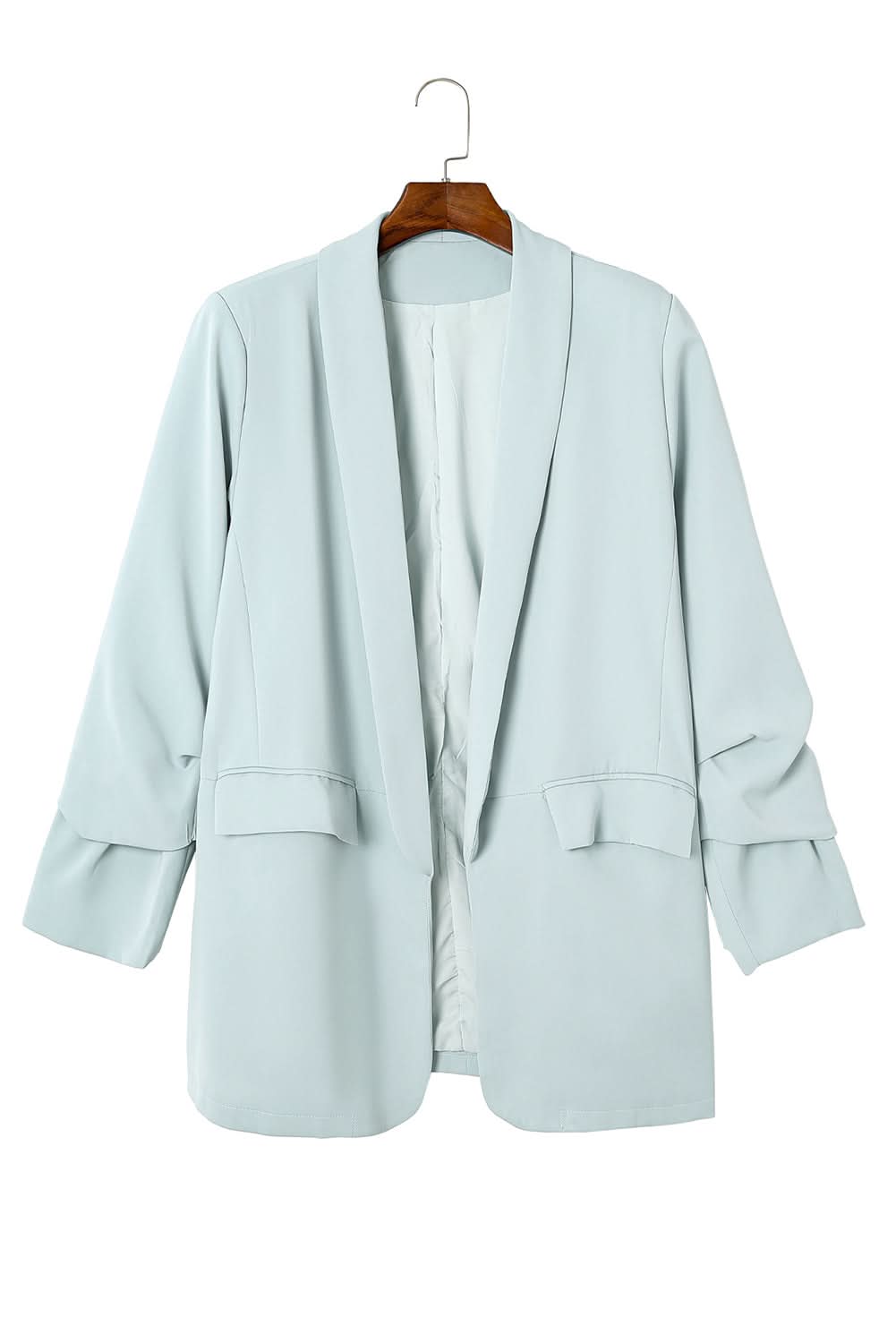 Sky blue plus size lapel blazer 