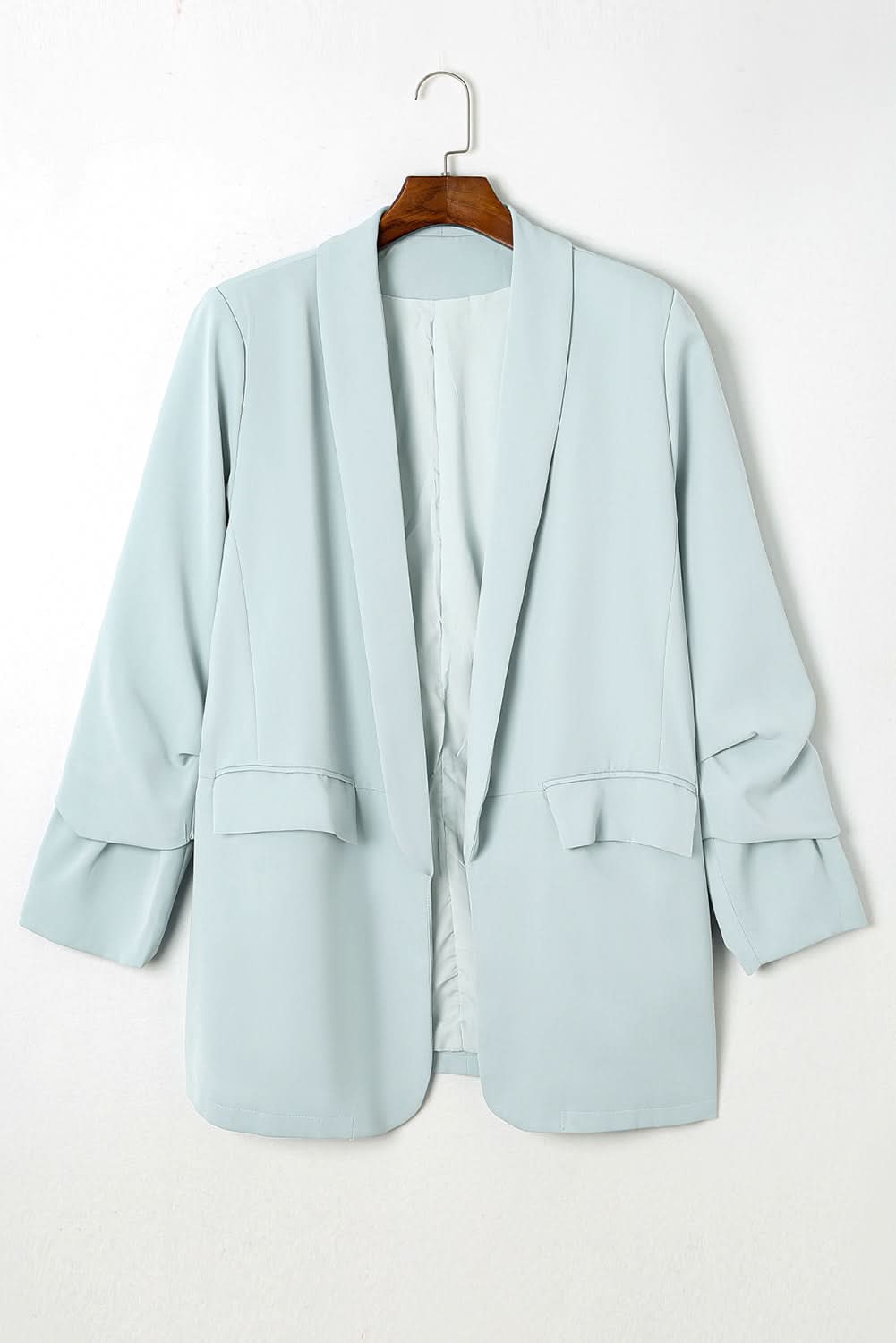 Sky blue plus size lapel blazer 