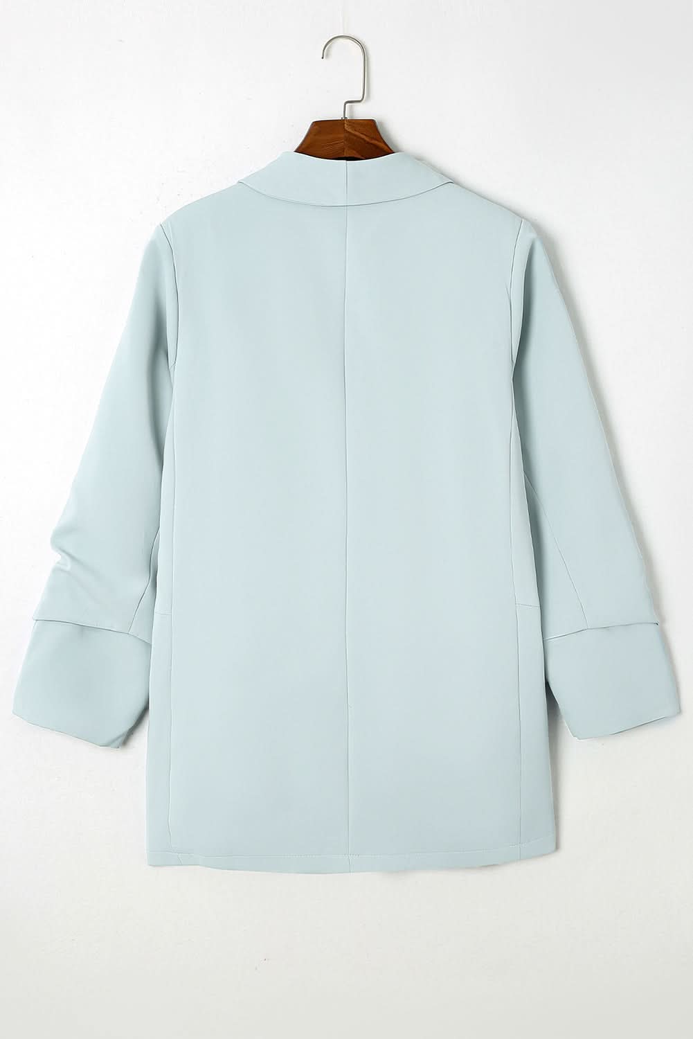 Sky blue plus size lapel blazer 