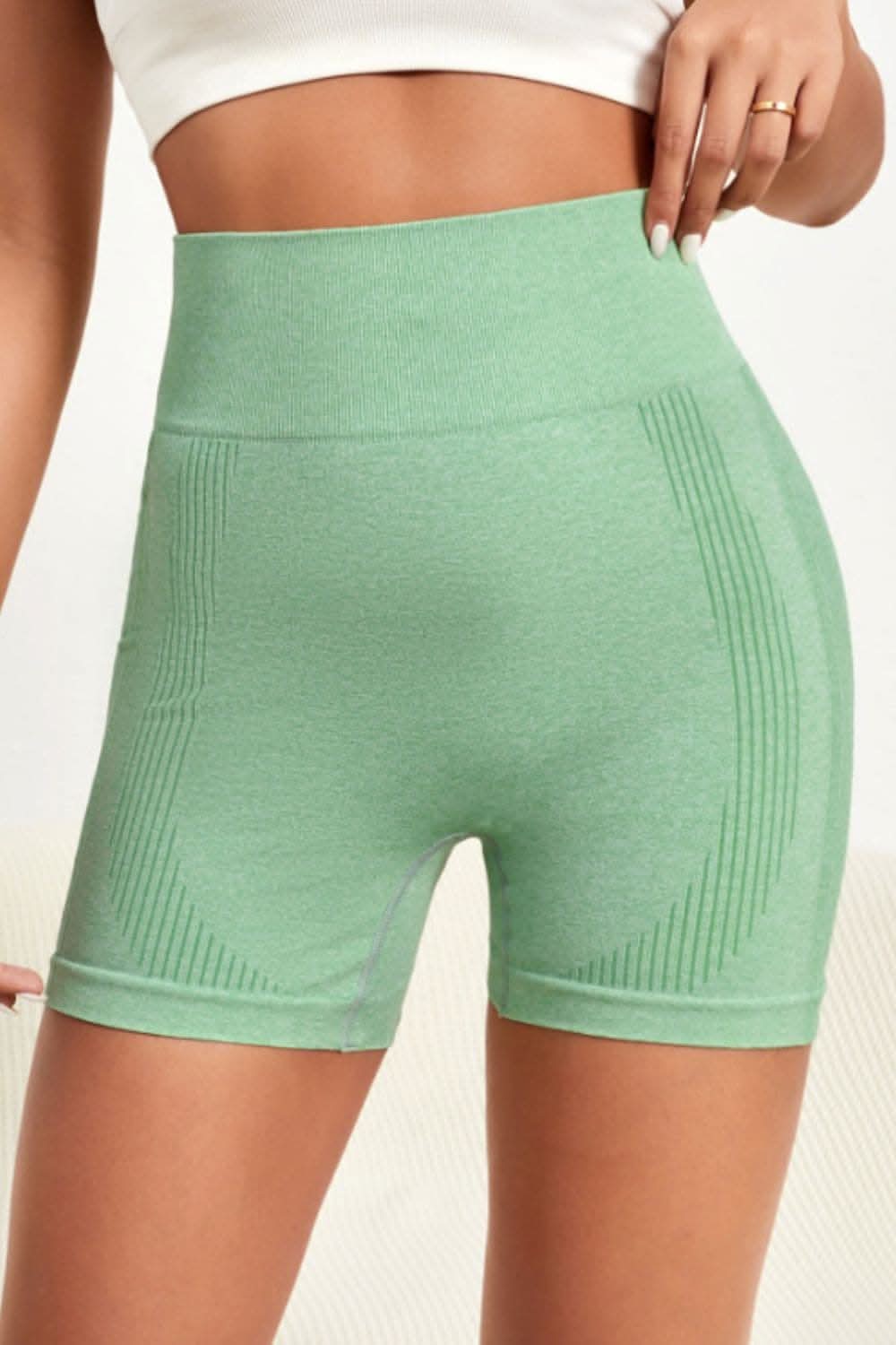 Slim fit active shorts with wide band 