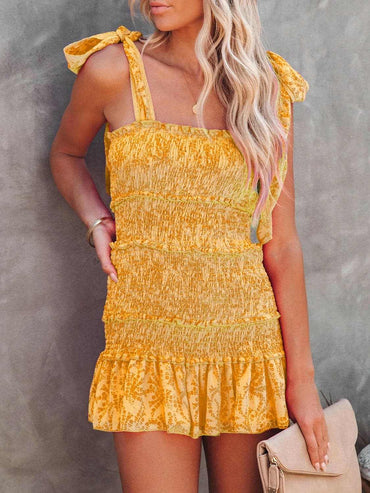 Smocked mini cami dress with straps - Love Salve 
