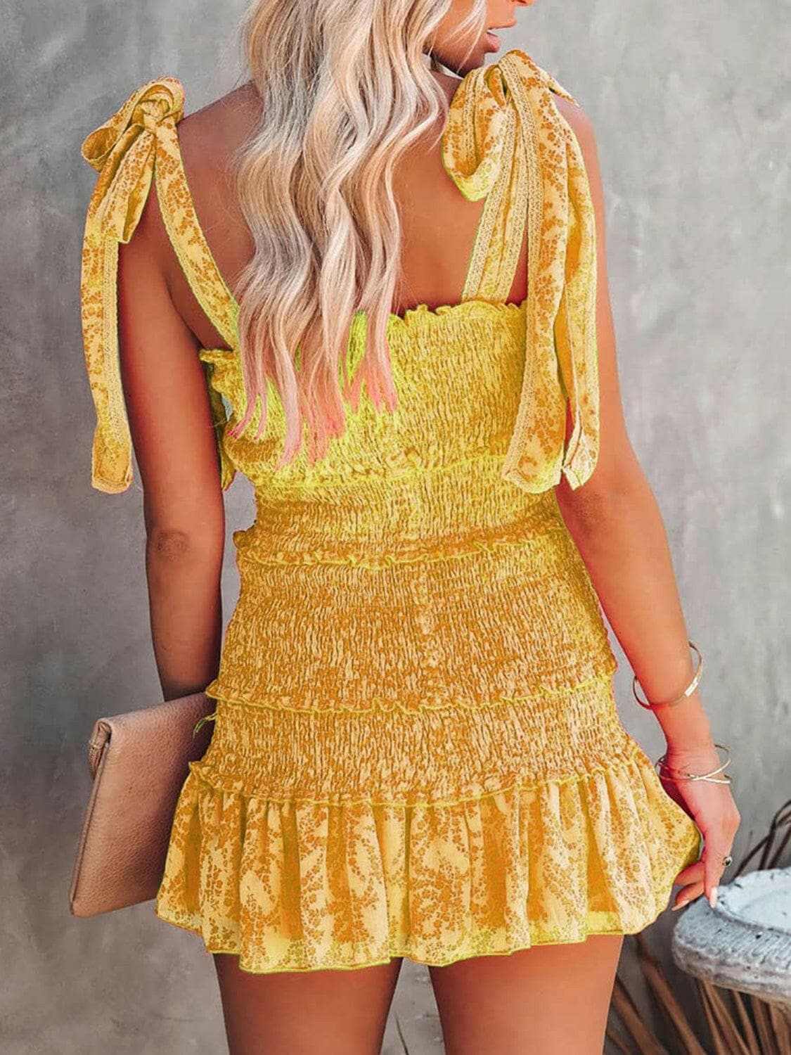 Smocked mini cami dress with straps - Love Salve 