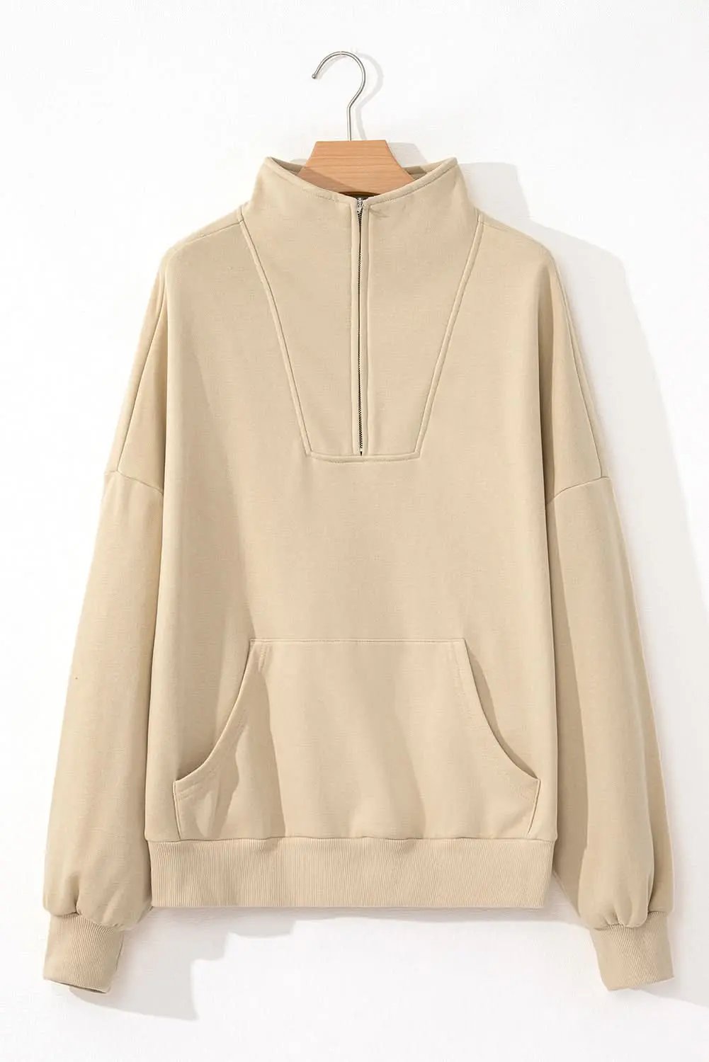 Smoke Gray Zip-up Stand Neck Kangaroo Pocket Sweatshirt - Love Salve 