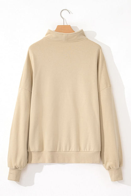 Smoke Gray Zip-up Stand Neck Kangaroo Pocket Sweatshirt - Love Salve 