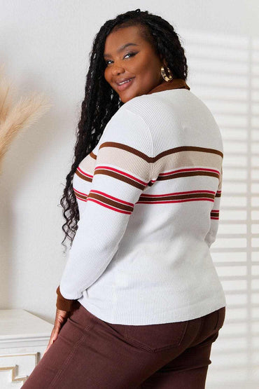 Sophisticated striped rib-knit blouse - Love Salve 