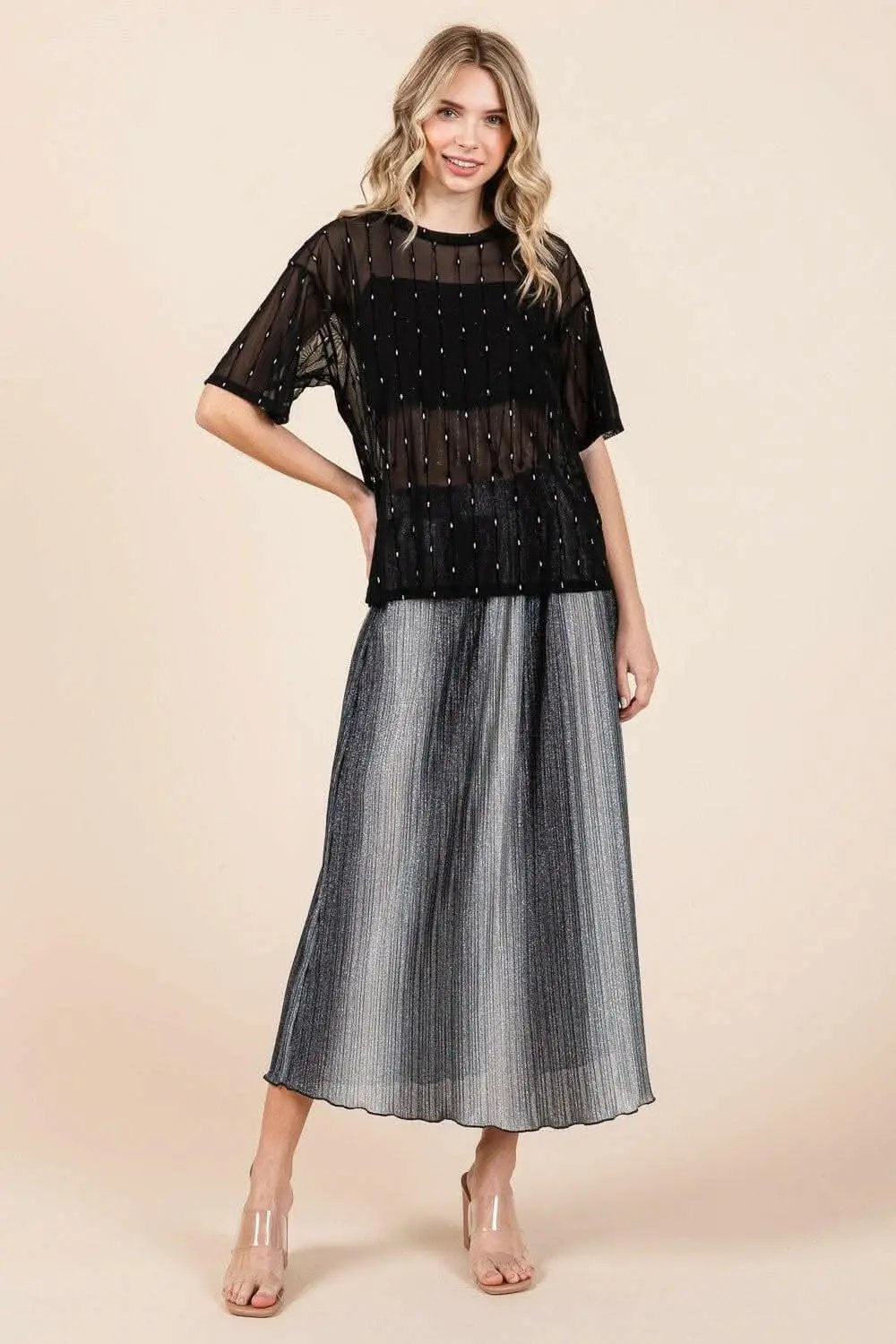 Sparkling Mesh Drop Shoulder Top - Love Salve 