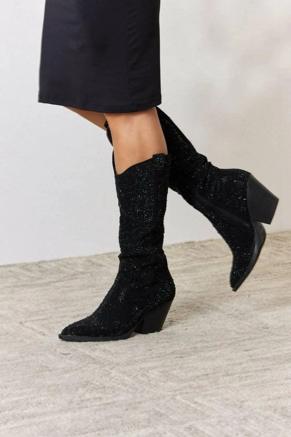Sparkling Rhinestone Cowboy Boots with Knee-High Glamour - Love Salve 