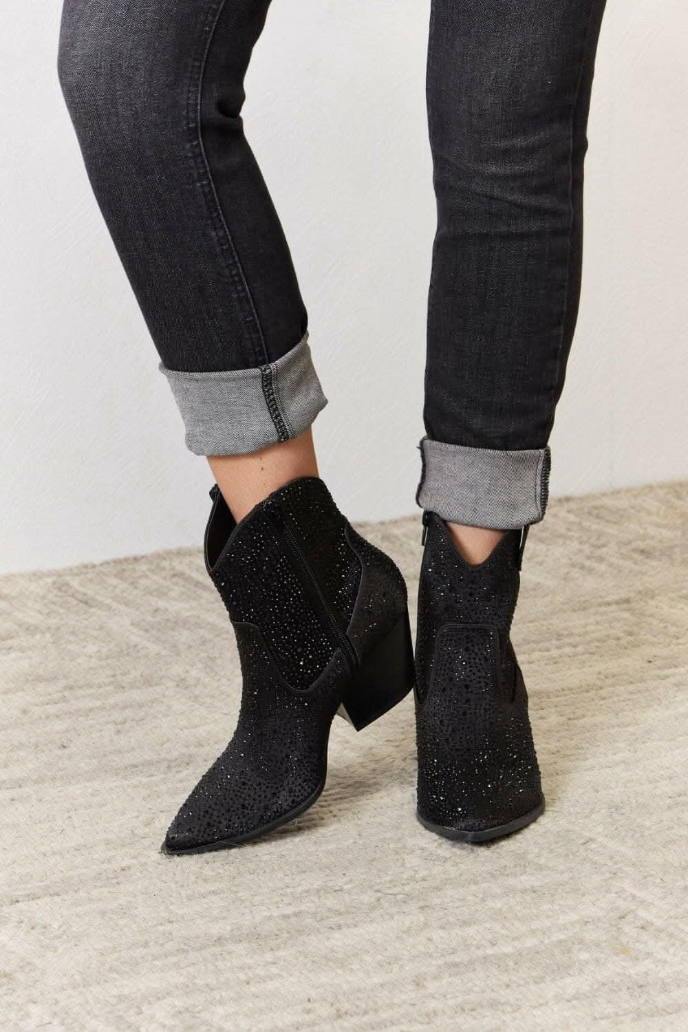 Sparkling Rhinestone Cowgirl Booties with a Touch of Glamour - Love Salve 