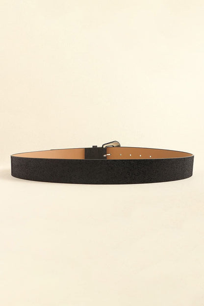 Sparkling glitter PU leather belt 