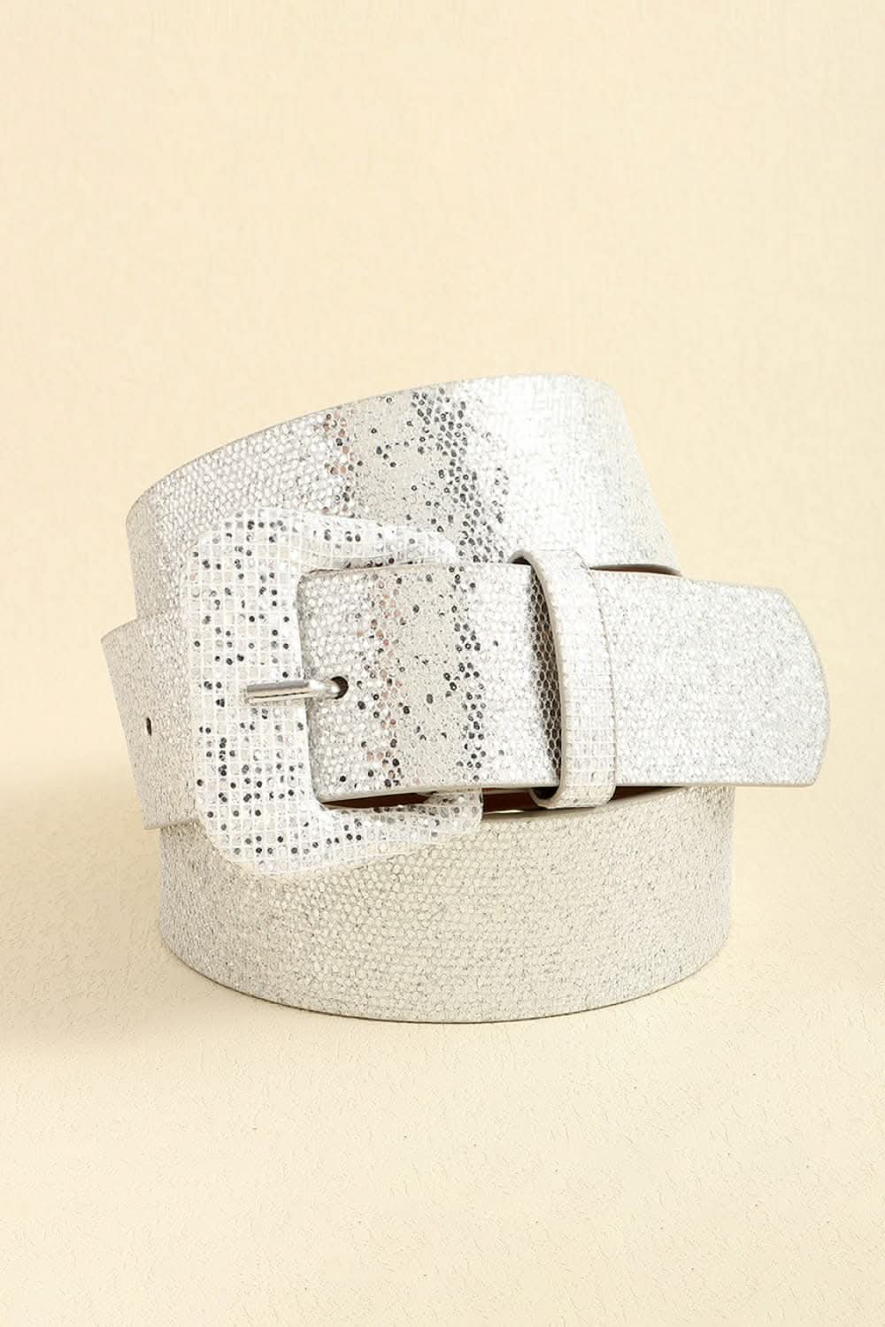 Sparkling glitter PU leather belt 