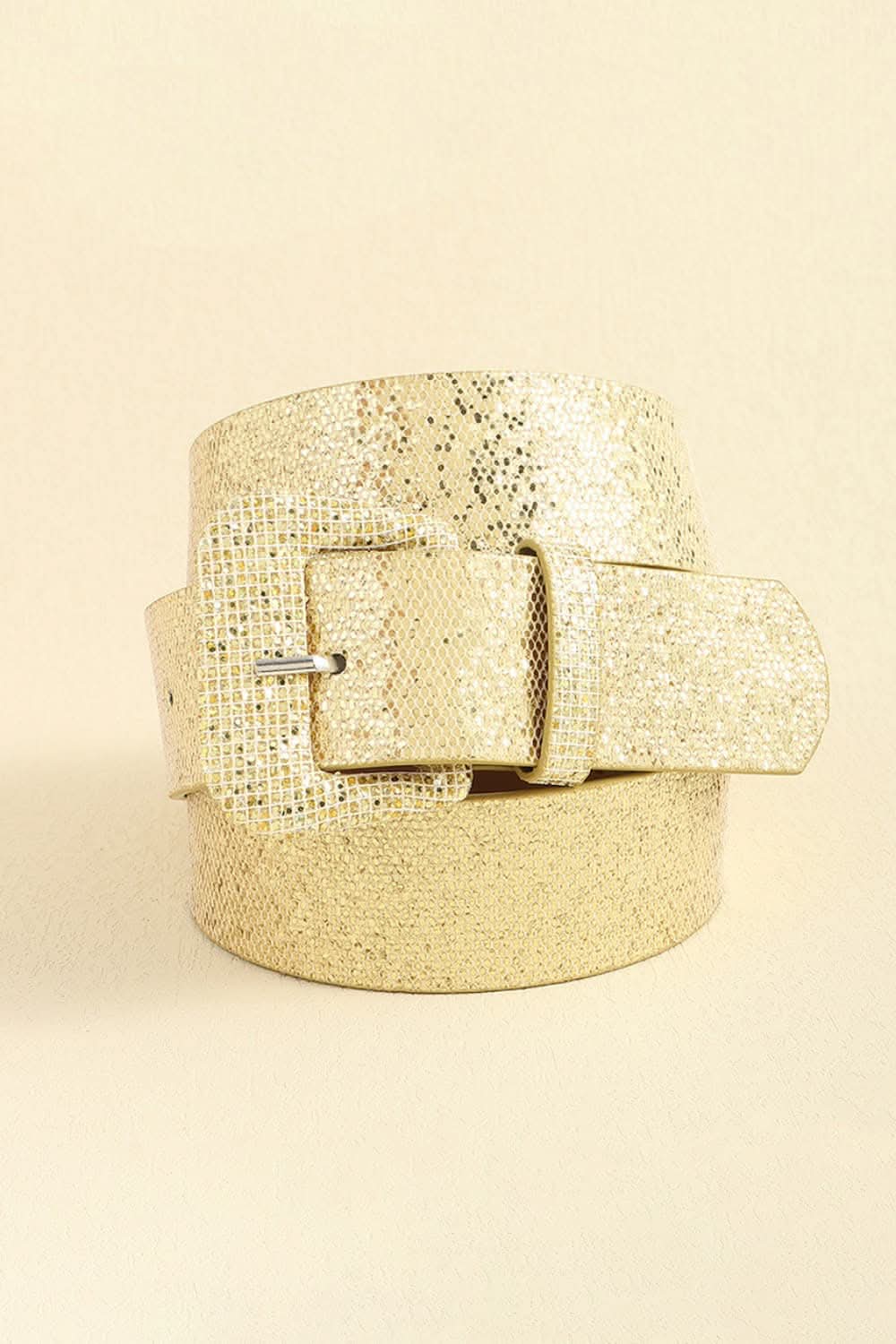 Sparkling glitter PU leather belt 