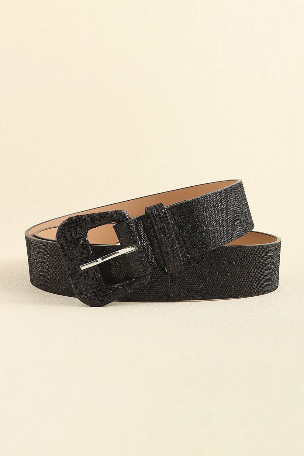 Sparkling glitter PU leather belt 