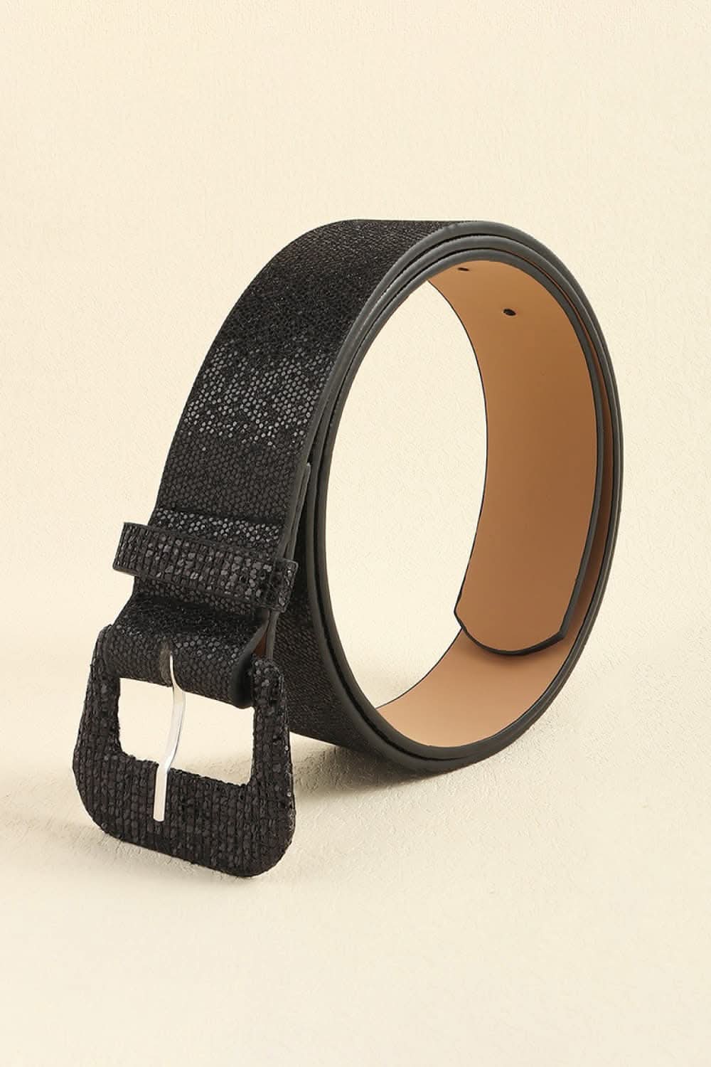 Sparkling glitter PU leather belt 