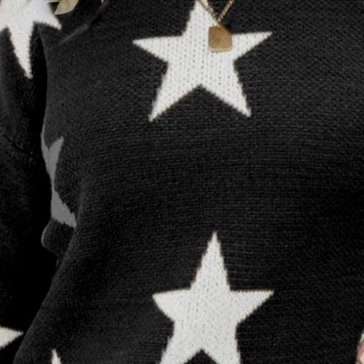 Star Print Sweater - Cozy Acrylic - Love Salve 