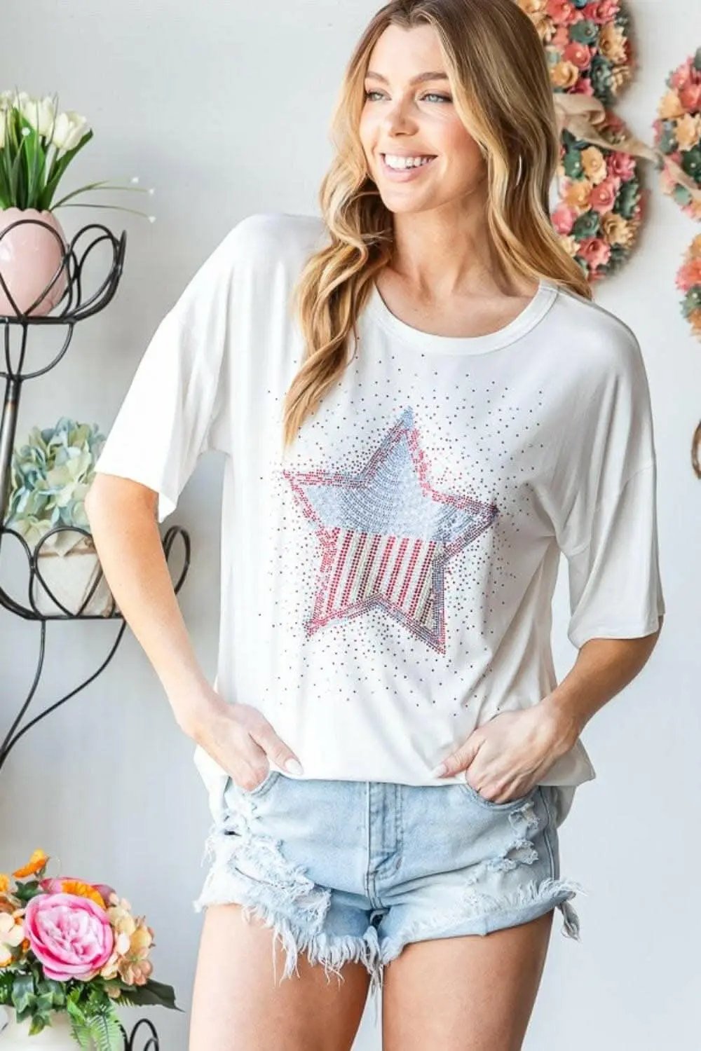 Starlight Chic Patch Short Sleeve Tee - Love Salve 