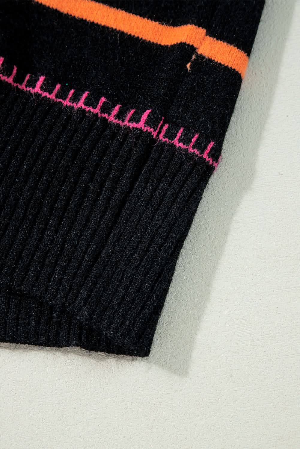 Striped black sweater with accents - Love Salve 