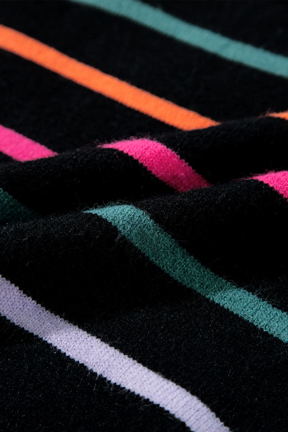 Striped black sweater with accents - Love Salve 