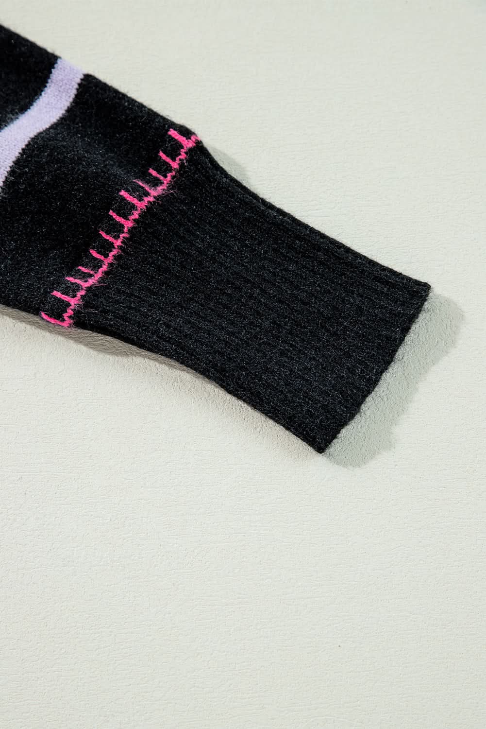 Striped black sweater with accents - Love Salve 