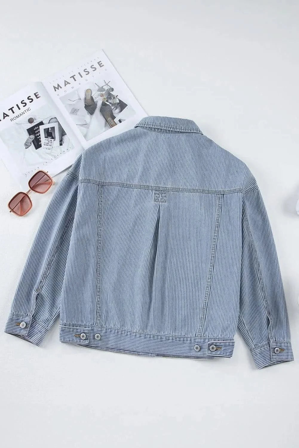 Striped denim jacket for women - Love Salve 