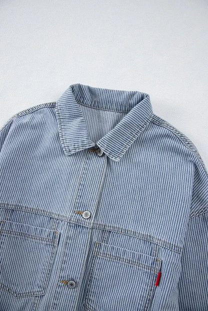 Striped denim jacket for women - Love Salve 
