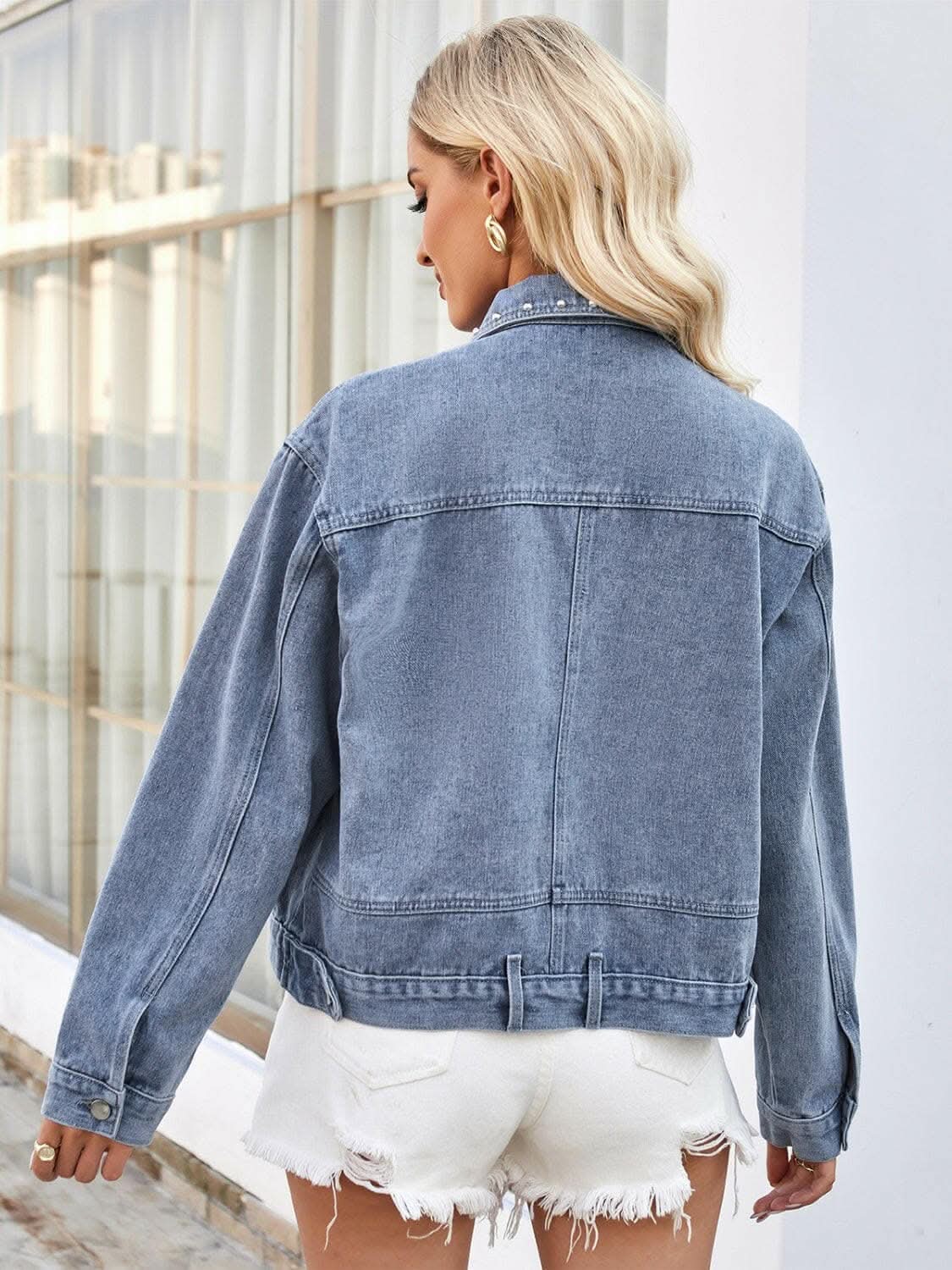 Studded denim jacket for women 