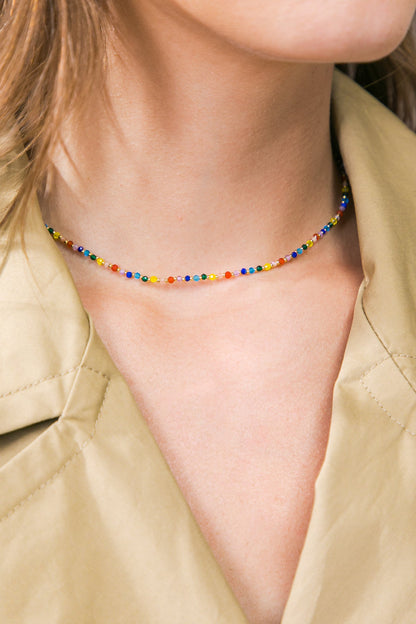 COLORED ENAMEL PEARL NECKLACE