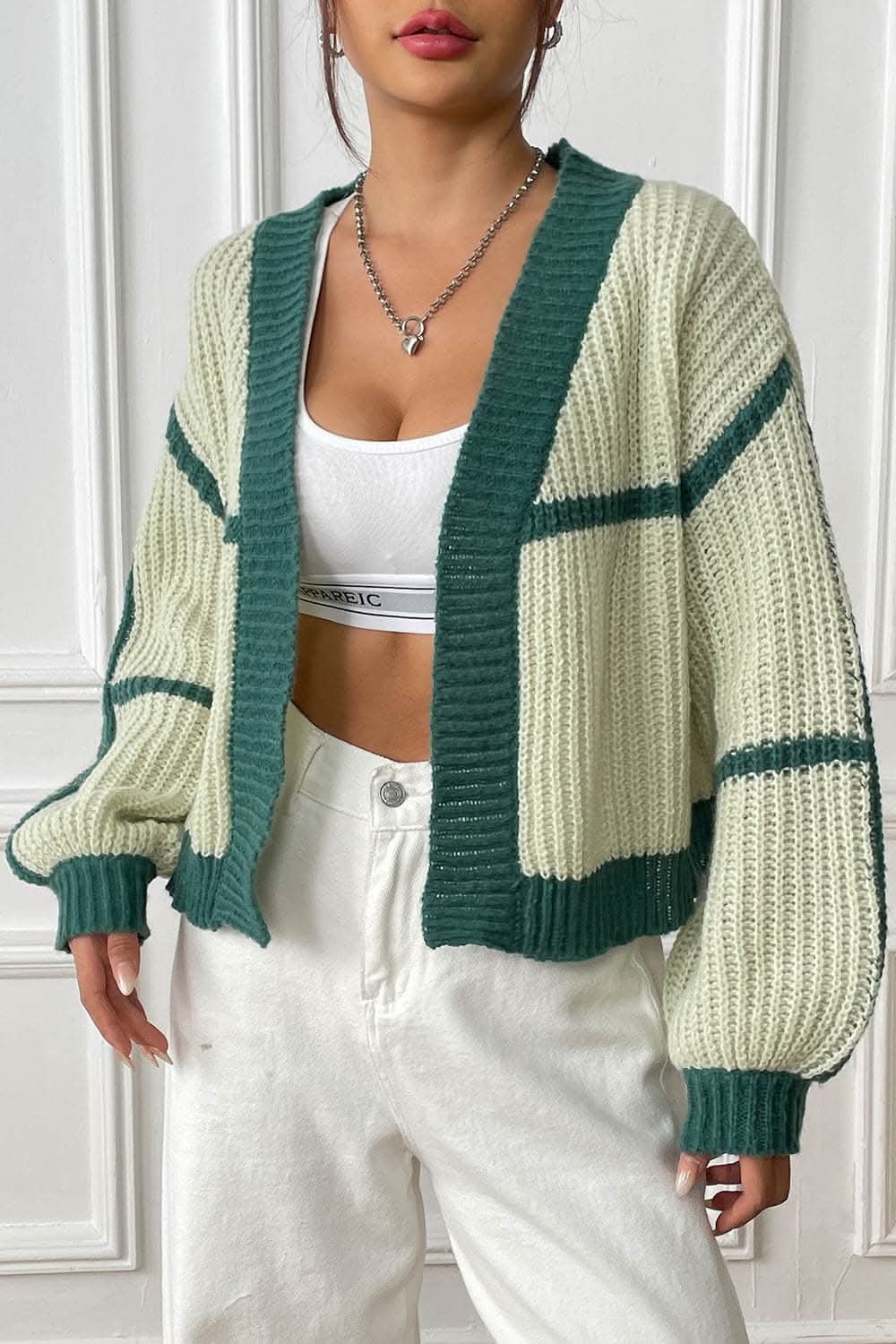 Stylish Long Sleeve Open Front Cardigan 