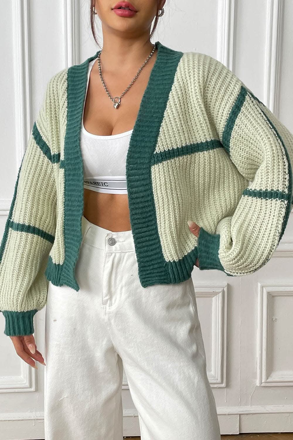 Stylish Long Sleeve Open Front Cardigan 