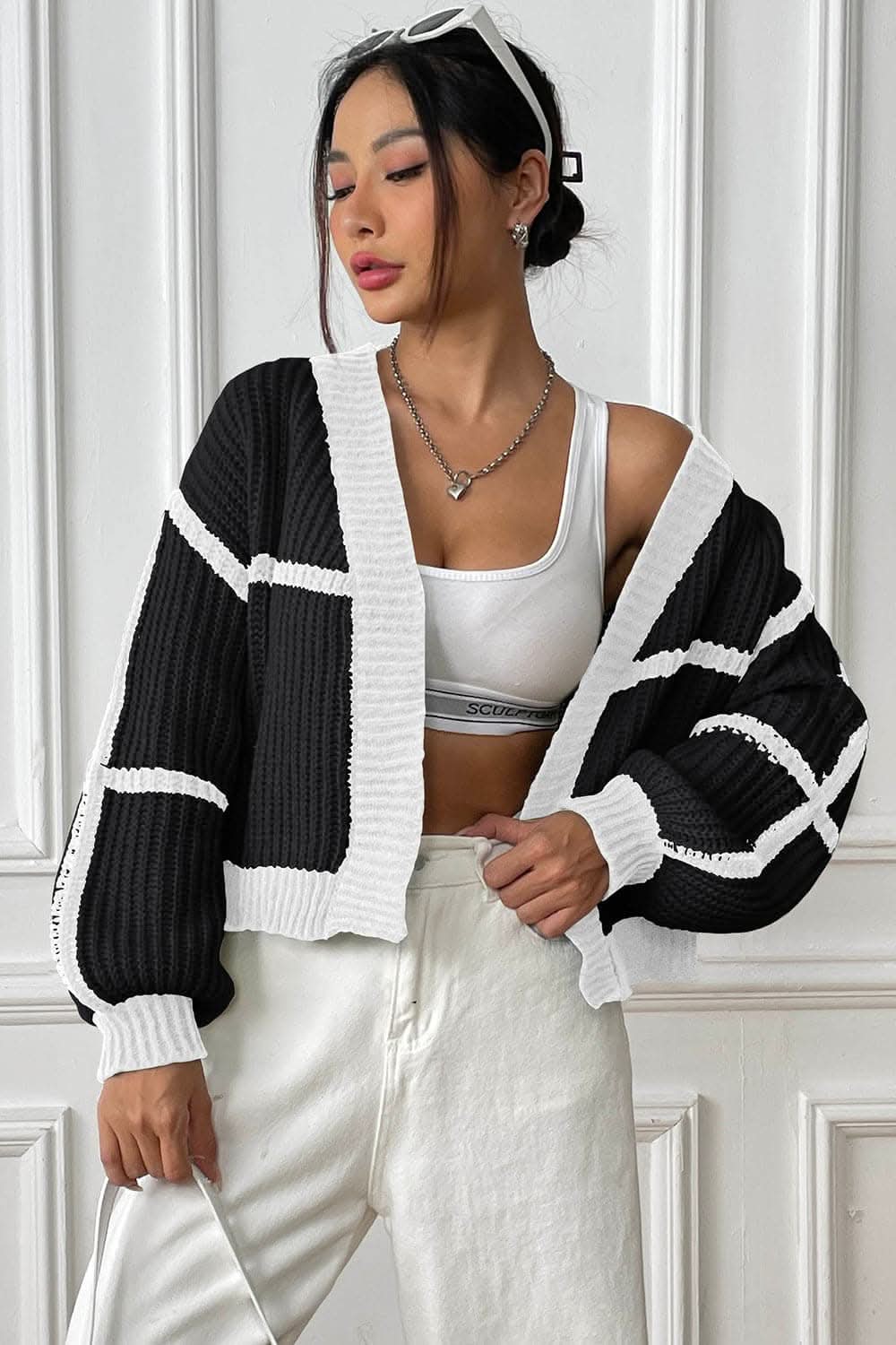 Stylish Long Sleeve Open Front Cardigan 