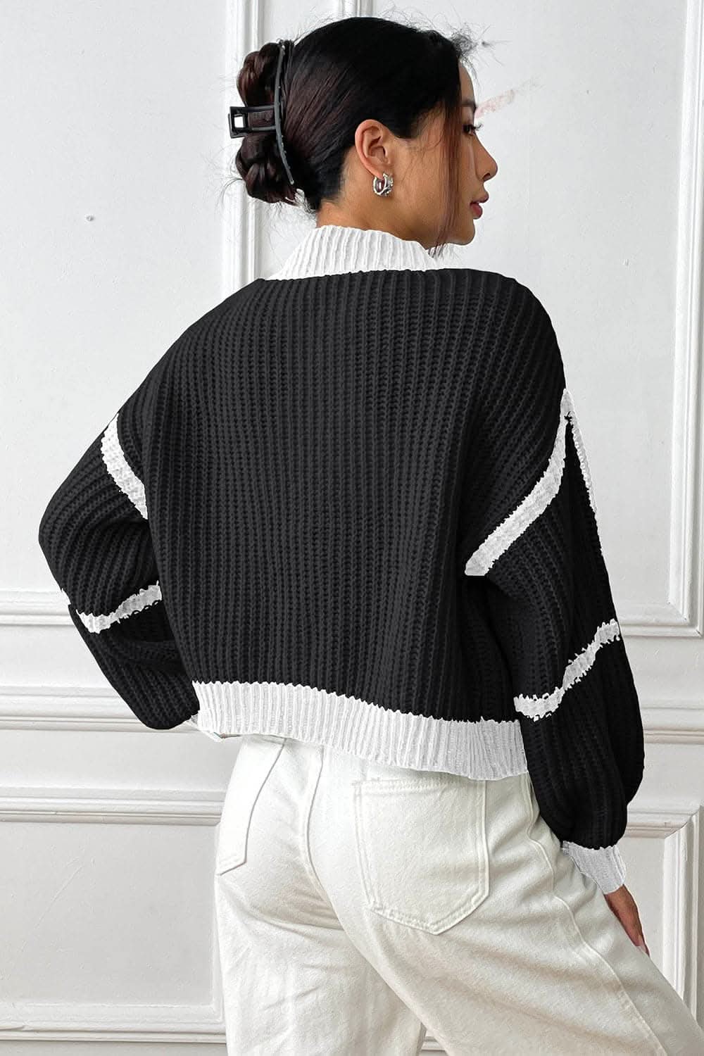 Stylish Long Sleeve Open Front Cardigan 