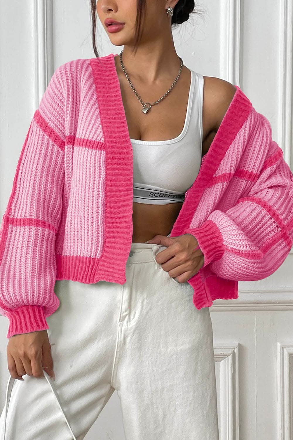 Stylish Long Sleeve Open Front Cardigan 
