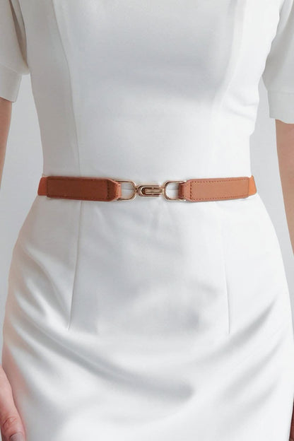 Stylish PU elastic belt with alloy buckle 