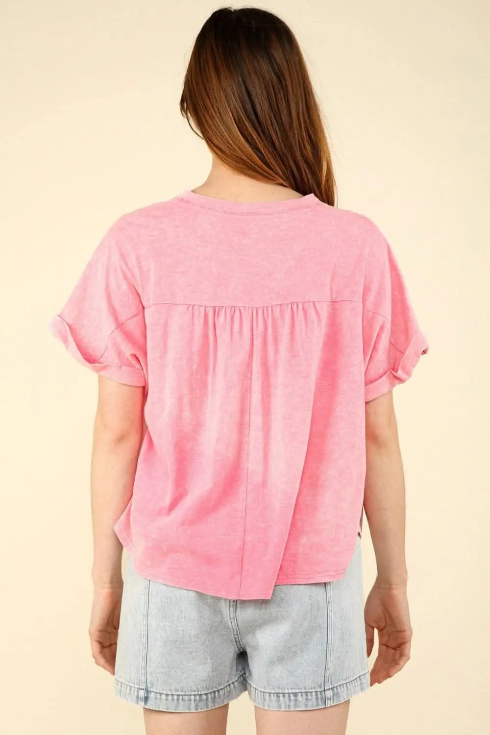 Stylish and comfy washed short sleeve t-shirt by VERY J - Love Salve 