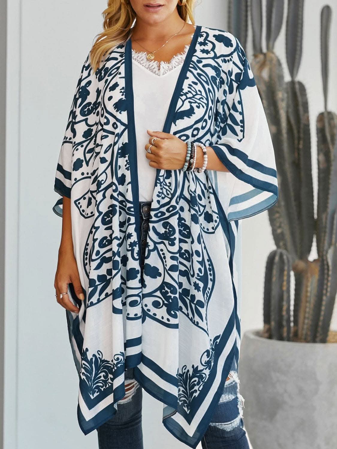 Stylish beach cover-up with print 